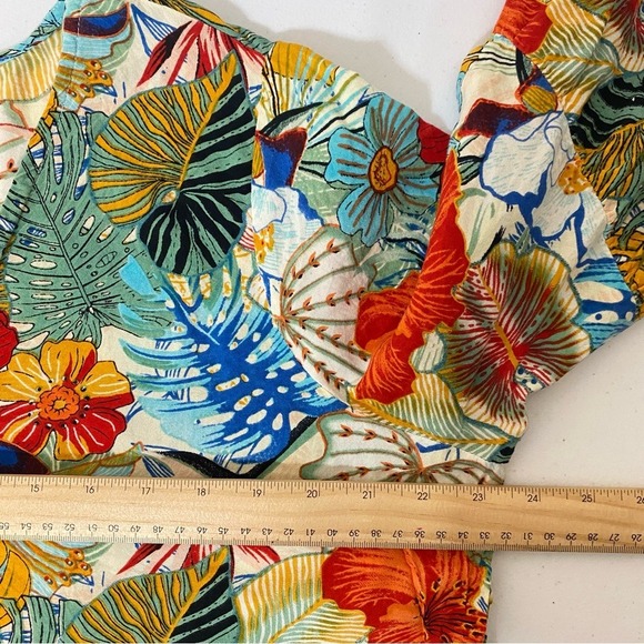 Mirror Image Top Floral Size 1X Tie Front Blouse Bell Sleeve - Picture 8 of 11